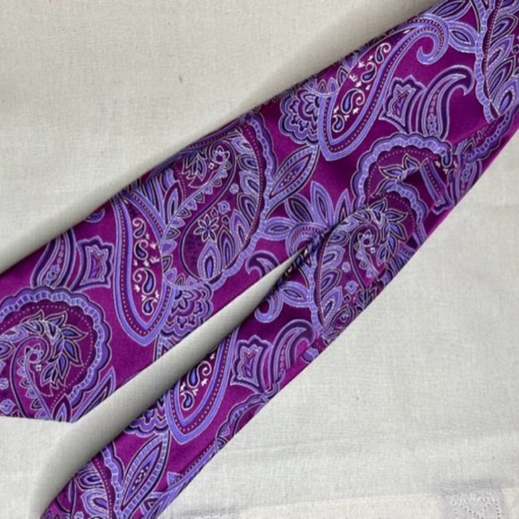Geoffrey Beene Purple Paisley Mens Tie Prince Retro Vibe Classic Colorful Sexy - Picture 4 of 5